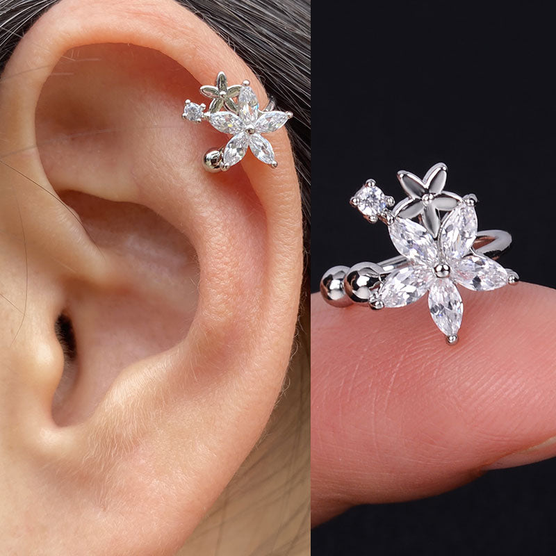 Boucles d'oreilles avec zircons sans piercing