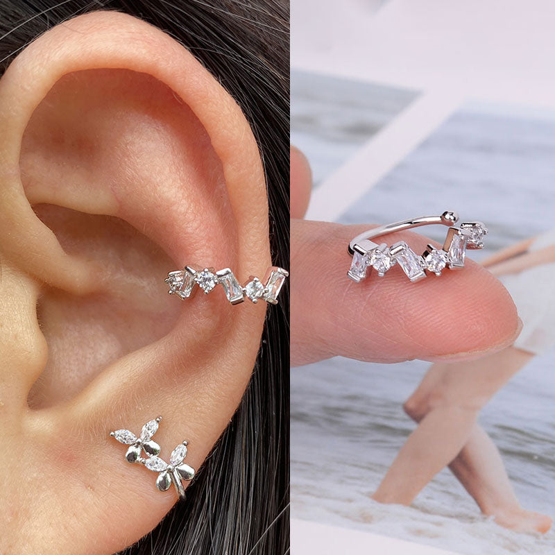 Boucles d'oreilles avec zircons sans piercing