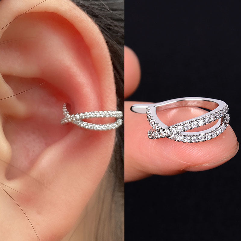 Boucles d'oreilles avec zircons sans piercing