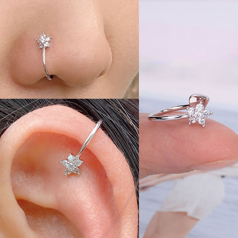 Boucles d'oreilles avec zircons sans piercing