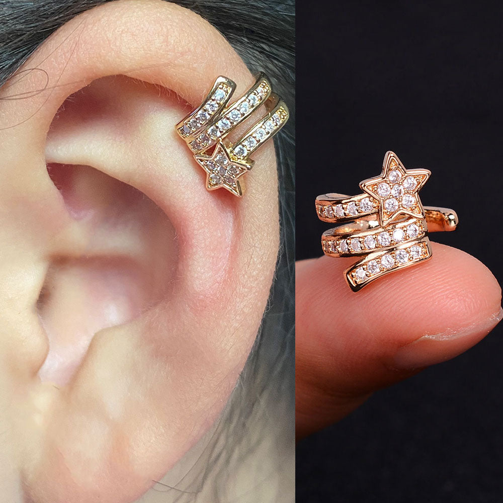 Boucles d'oreilles avec zircons sans piercing