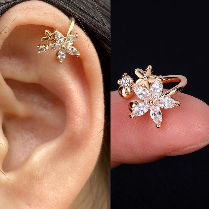 Boucles d'oreilles avec zircons sans piercing