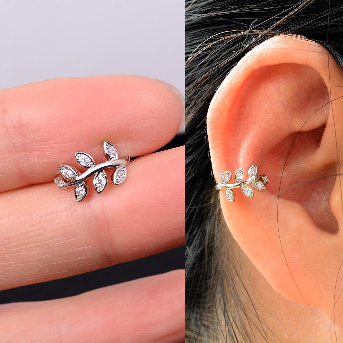 Boucles d'oreilles avec zircons sans piercing