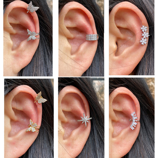 Boucles d'oreilles avec zircons sans piercing