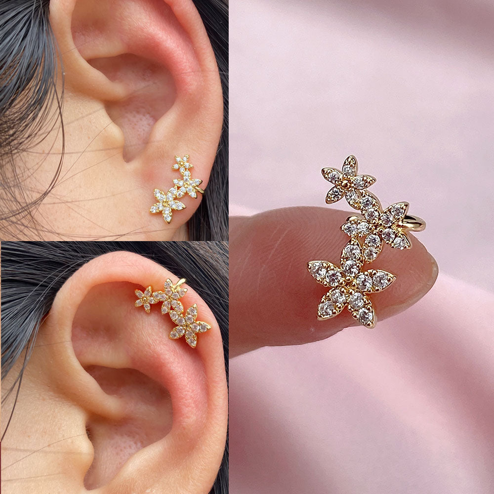 Boucles d'oreilles avec zircons sans piercing